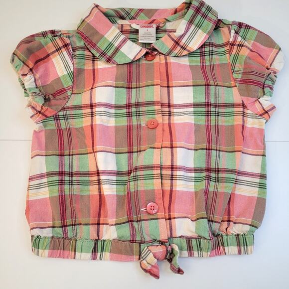 Gymboree Girls Plaid Button Down Shirt Size 5 Short Sleeve Spring Summer - Picture 1 of 6
